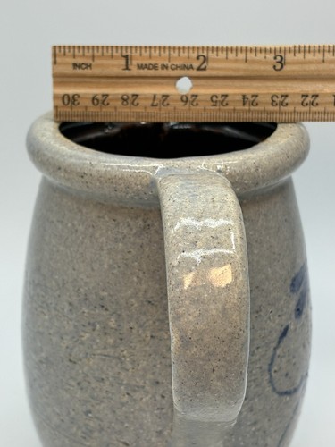 Salt Glaze Pottery Pitcher Blue Bird 5.75” - Picture 11 of 11