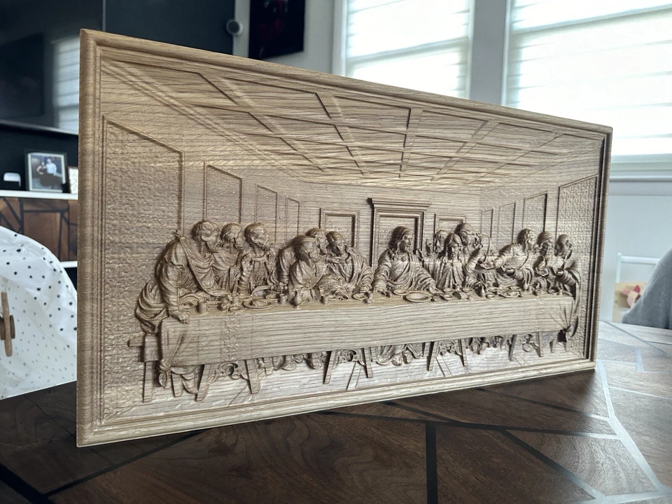 Decoración de arte de pared tallada en madera Última Cena Foto 3 de 4