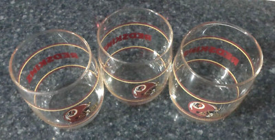 3 VINTAGE WASHINGTON REDSKINS DRINKING GLASS 3.75” FOOTBALL HELMET LOGO ...