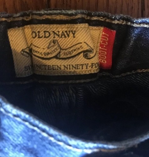 Old Navy Size 8 Slim Boot Cut Boys Girls Jeans Adj Waist Designer Fray Knee 401 - Picture 2 of 6