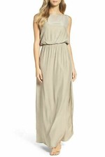 Natalie Deayala Silk Drape Back Column Gown Bridesmaid Maxi Dress XXL NWT