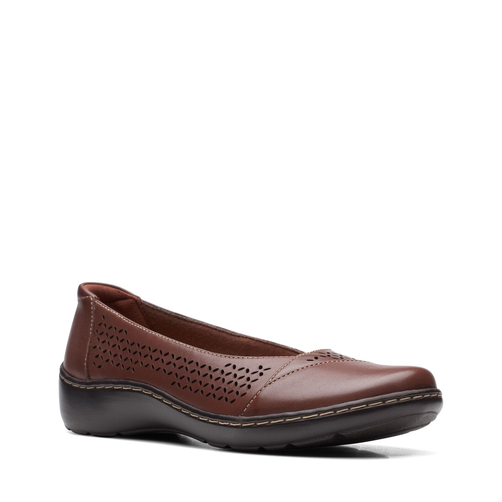 Clarks Womens Cora Iris Brown Leather Casual Shoes – Actu-tun