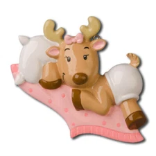 Baby Reindeer Pink FREE Personalized Christmas Tree Ornament