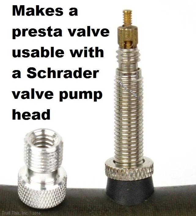Adaptador de válvula de bicicleta Presta a Schrader innovaciones genuinas vástago de válvula Foto 3 de 4