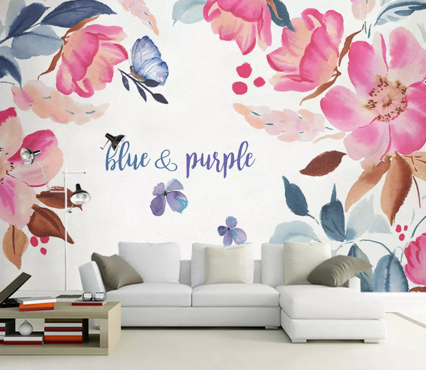 3D Blue And Purple 10741NA Wallpaper Wall Mural Removable Self-adhesive Fay