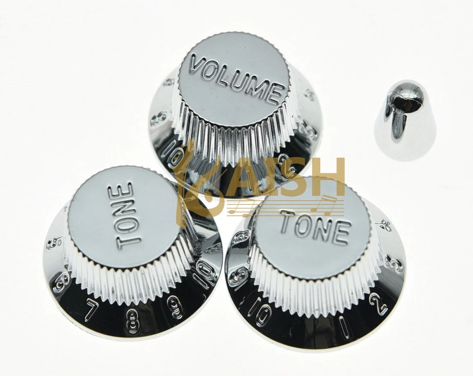 Chrome ST Guitar Knobs ST 5 Way Switch Tip Cap Fits American ST Guitars - Image 2 of 2