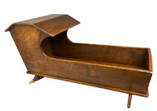 Handmade Wooden Rocking Doll Cradle Bassinet VTG 1957 Amherst Doll Collector