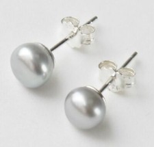 فضي 7mm pearl sterling فضي stud أقراط