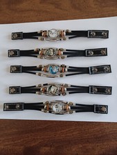 18 mm leather snap button bracelet with cute cat charm A