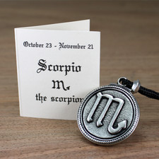 Scorpio Zodiac Pendant Astrology Necklace Horoscope Jewelry Pewter Talisman