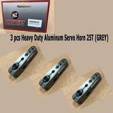 NZ HOBBIES Aluminum Servo Horn 25T (Grey) Axial, Futaba & Savox Servos (3pcs)