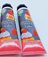 2 BATH BODY WORKS STRAWBERRY POUND CAKE SHEA BUTTER HAND CREAM 1oz NEW