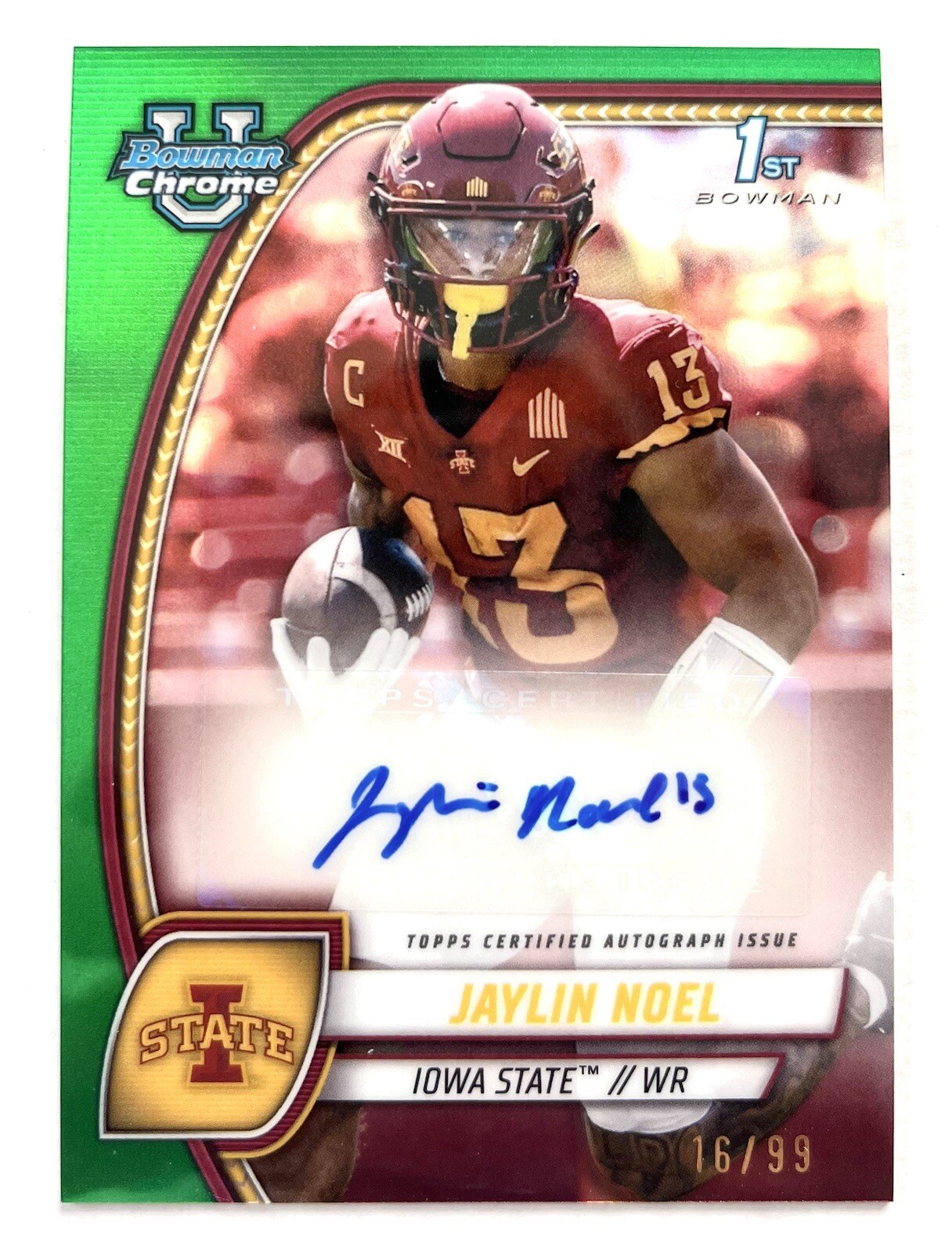 JAYLIN NOEL 2024 Bowman Chrome U Green Refractor Auto /99 #PA-JNO