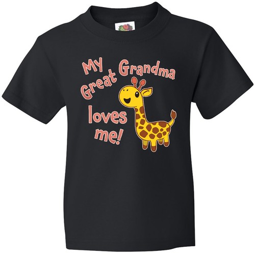 Inktastic My Great Grandma Loves Me- Cute Giraffe Youth T-Shirt Giraffes For Zoo