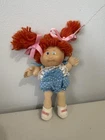 Vintage Cabbage Patch Kids Pin Ups Mini Plush 5 Inch Red Head Doll Blue Dress