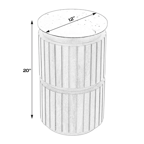 Butler Specialty Company Newton Marble and Wood Side Table - White/Light Beige - Picture 5 of 5