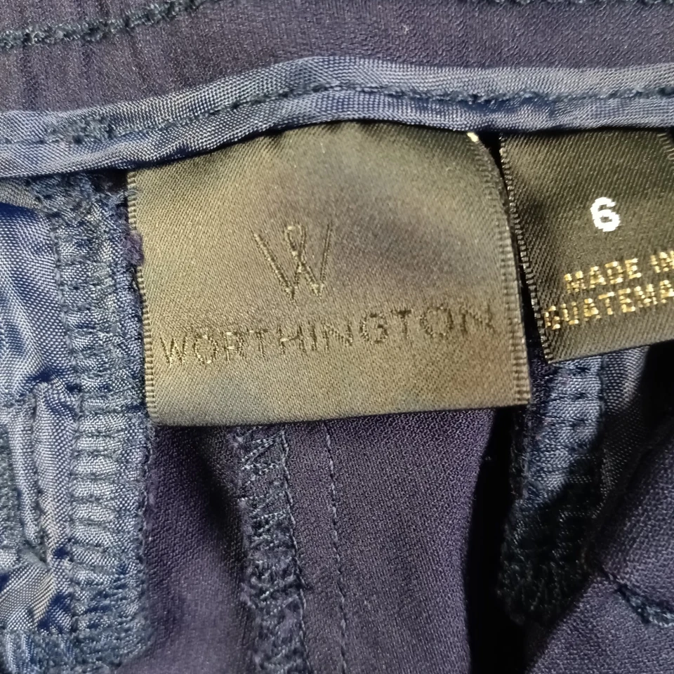Pantalones de vestir Worthington azul marino pierna ajustada bolsillos delanteros elásticos para mujer talla 6 Foto 4 de 4