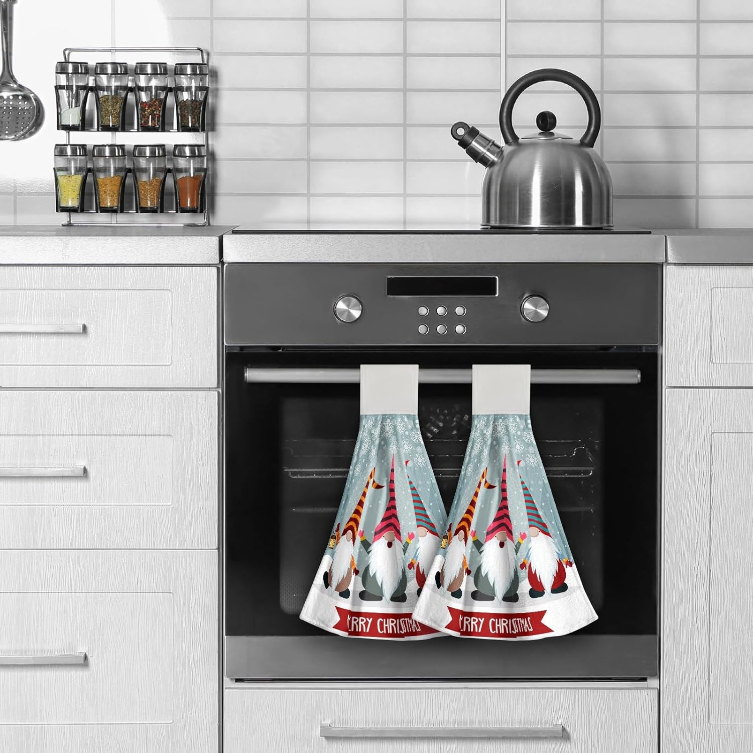 Giwawa Xmas Gnome Kitchen Hanging Towel Set of 2 Merry 12x17inch, 