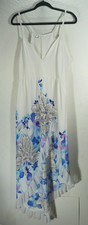 Summer Sundress Women's Size Large Cheng Xin Ruffled Hem Maxi White Blue Floral
