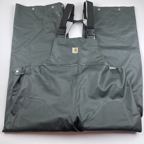 Carhartt Bib Overalls Men’s Medium Green PVC Waterproof Fishing Boating