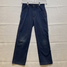 Vintage 70s 80s Smacs Kids Boys Denim Jeans 24x23 High Waist Dark Wash Hole Knee