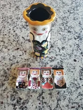 Susan Paley Bella Casa Ceramic Vase SOPHIE GANZ + 4 Spoon Rest-Perfect condition