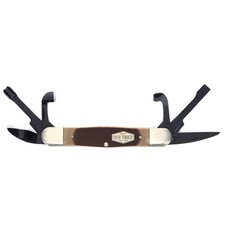 24OT 6in Folding Whittling Knife with Detail Blade, Sawcut Handle, Nickel Bol...