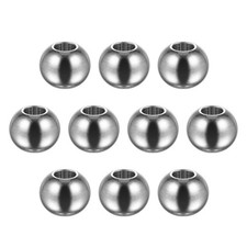 10pcs Beads 10mm Stainless Steel 4mm Hole Dia Bead for DIY Crafts, Silver Tone