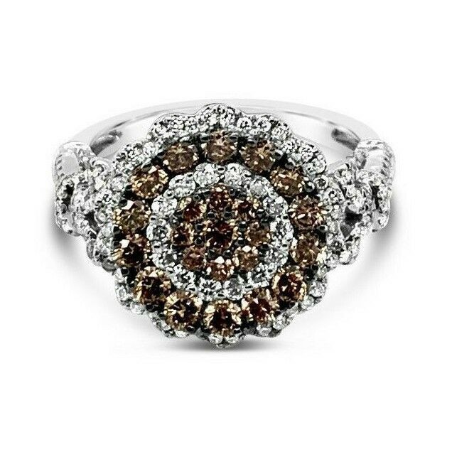 LeVian 14K White Gold Ring for Women with 1.57 cts Chocolate & White Diamonds