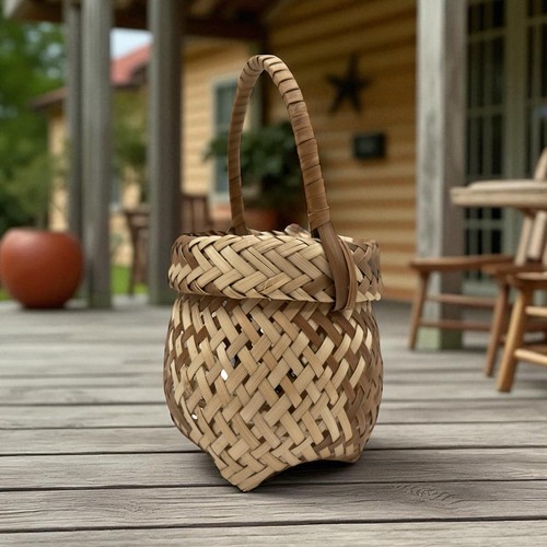 INDIGENOUS CHACHI NATIVE Ecuador Vintage AAMAMA Art Hand Woven 7" BASKET Handle - Picture 14 of 24