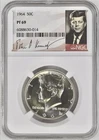 1964 KENNEDY HALF DOLLAR PROOF NGC PF69 FACSIMILE KENNEDY SIGNED PORTRAIT LABEL