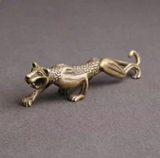 Brass Cheetah Animal Statue Small Sculpture Tabletop Figurine Decor Gifts
