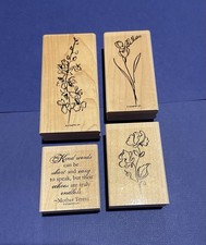 Stampin  Up Echoes Of Kindness Rubber  Wood 4 Piece stamp set- Preowned-