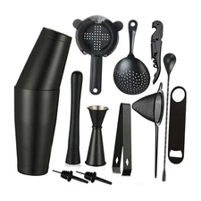 Cocktail Shaker Set - 13-Piece Bar Accessories Kit w/Weighted Boston Shaker, 