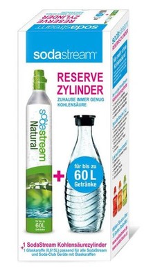 Sodastream Reservezylinder + Glaskaraffe 60l schwarz