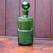 Antique Victorian York Glass Company Green Ribbed Apothecary Chemist Bottle