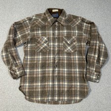 Pendleton canyon shirt mens L brown High Grade Western Wear Wool Pearl Snap USA