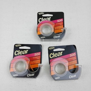 VTG TUCK TAPE 500 Made in USA Clear cellophane 3 rolls w/ plastic dispensers