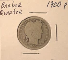 1900 P Barber Quarter - U.S. 25 cents silver coin in circulated condition