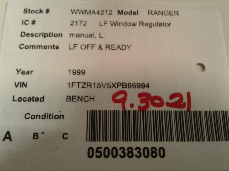 Used Front Left Door Window Regulator Front fits: 1999 Ford Ranger manual Front Foto 3 de 4