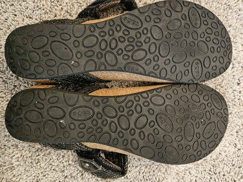 Taos Women's Sandals Black Leather Adjustable Strap Size 9-9.5 EU 40 VGC - Picture 13 of 16