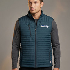 Chaleco acolchado acolchado Storm Creek para hombre Seattle Seahawks equipo NFL equipo azul L