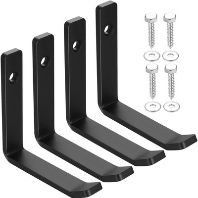 Wandhaken, Schwerlast, J-Form, Schwarz, 4 Stück, Garage, Werkzeug, 70 kg