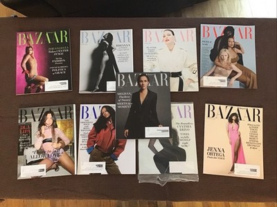 9 pc lot Harpers BAZAAR NEW magazine beauty fashion celeb 2025 Models full year