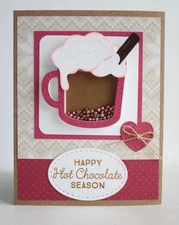Handmade HAPPY HOT CHOCOLATE SEASON  hot cocoa SHAKER Christmas card kit of 4