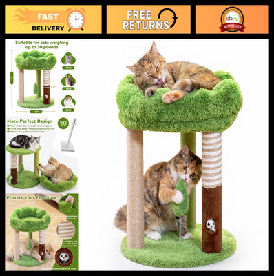 Compact 20'' Cat Tree for Indoor Cats & Kittens, 3 Scratching Posts, Washable Per