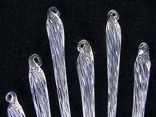 6" Victorian Style Glass Icicles - 12 Quantity -  Christmas Holiday Icicles