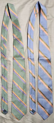 Lot of 2 Robert Talbott Multicolor Striped Men's Ties Vivid