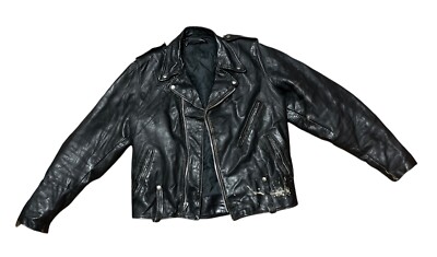 Vintage 70s Harley Davidson AMF Leather Biker Jacket Size 42 Tall  