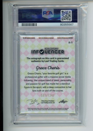 2023 Leaf Pop Century Grace Charis #IA-11 Golf Influencer Auto 587/1347 PSA 10 - Picture 2 of 2